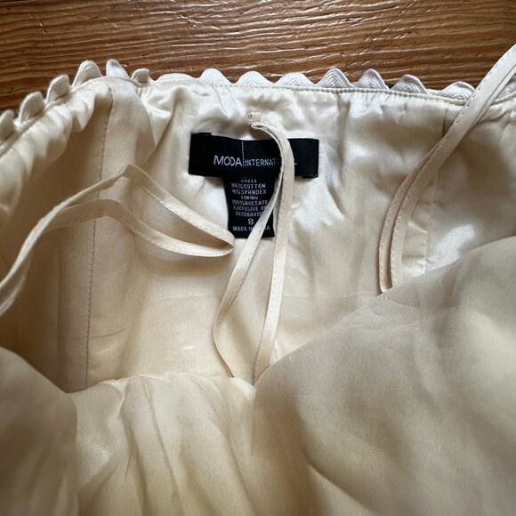 Moda International beige floral antique vase strapless midi dress SIZE 8 - Picture 5 of 6